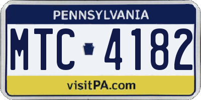 PA license plate MTC4182