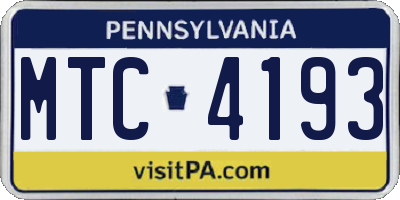 PA license plate MTC4193