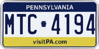 PA license plate MTC4194