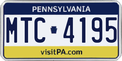 PA license plate MTC4195