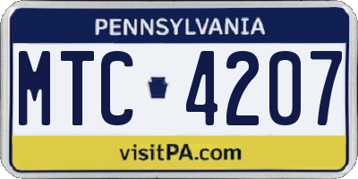PA license plate MTC4207