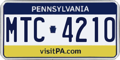 PA license plate MTC4210