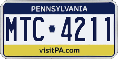 PA license plate MTC4211