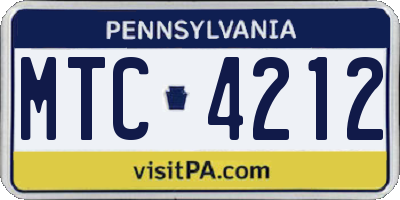 PA license plate MTC4212
