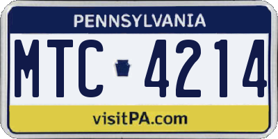 PA license plate MTC4214