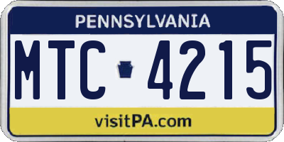 PA license plate MTC4215