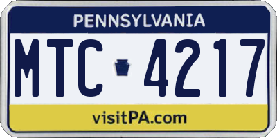 PA license plate MTC4217