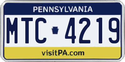 PA license plate MTC4219