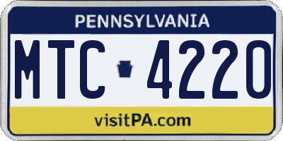 PA license plate MTC4220