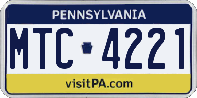 PA license plate MTC4221