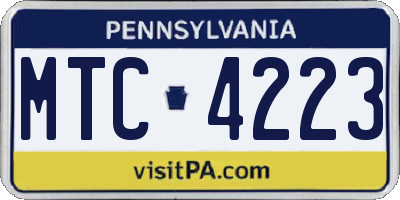 PA license plate MTC4223