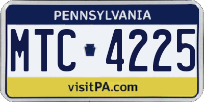 PA license plate MTC4225