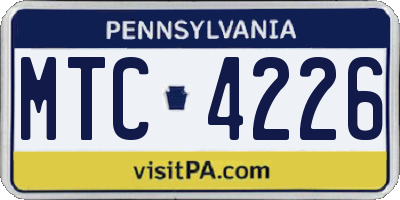 PA license plate MTC4226