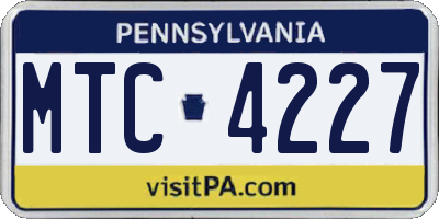 PA license plate MTC4227