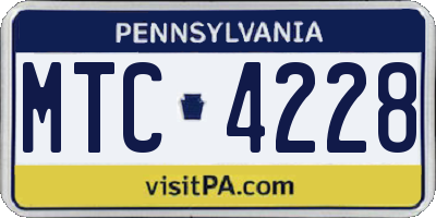 PA license plate MTC4228