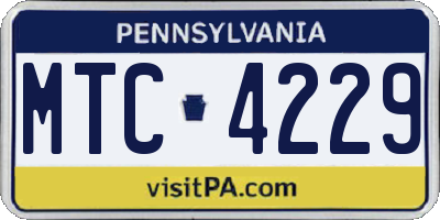 PA license plate MTC4229