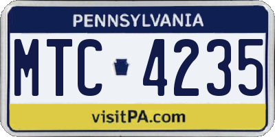 PA license plate MTC4235