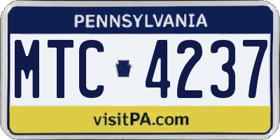 PA license plate MTC4237