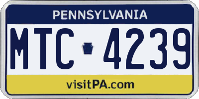 PA license plate MTC4239
