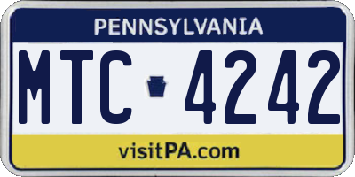 PA license plate MTC4242