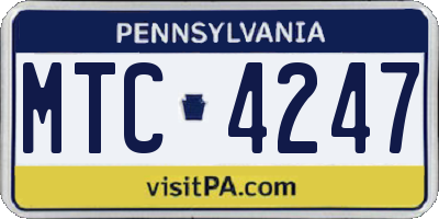 PA license plate MTC4247