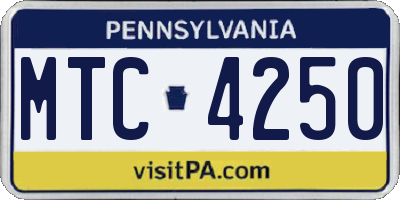 PA license plate MTC4250