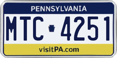PA license plate MTC4251