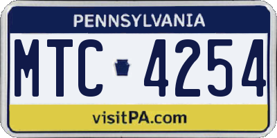 PA license plate MTC4254