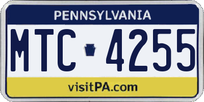 PA license plate MTC4255