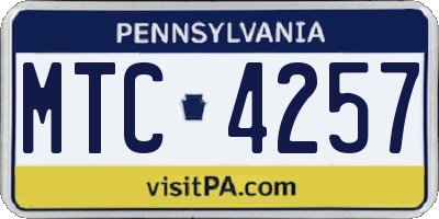 PA license plate MTC4257