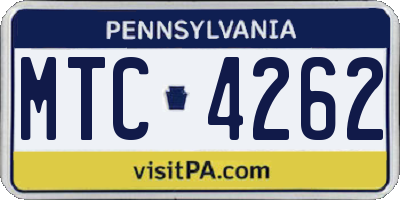 PA license plate MTC4262