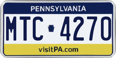 PA license plate MTC4270
