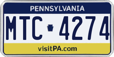 PA license plate MTC4274