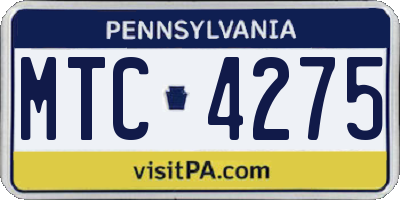 PA license plate MTC4275