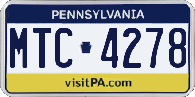 PA license plate MTC4278