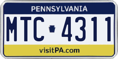 PA license plate MTC4311