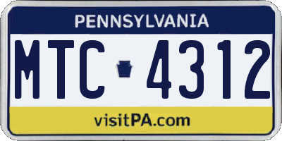 PA license plate MTC4312