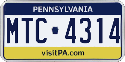 PA license plate MTC4314