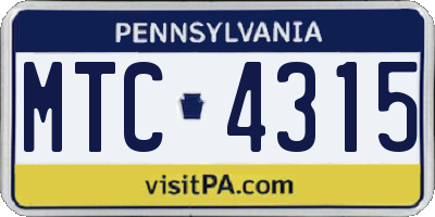 PA license plate MTC4315