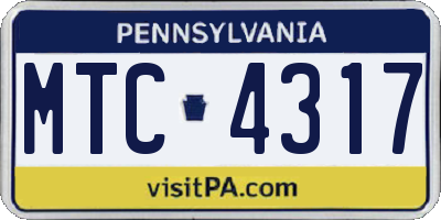 PA license plate MTC4317