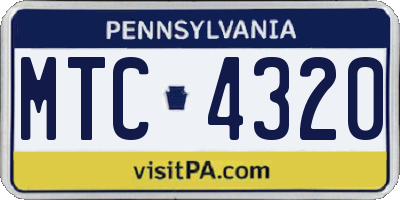 PA license plate MTC4320