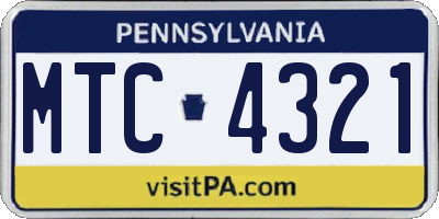 PA license plate MTC4321