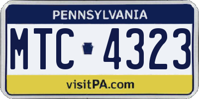PA license plate MTC4323