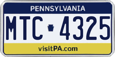 PA license plate MTC4325