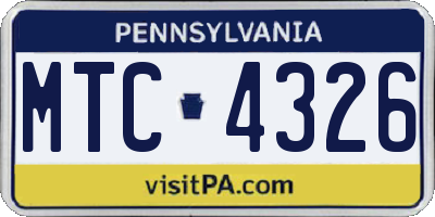 PA license plate MTC4326