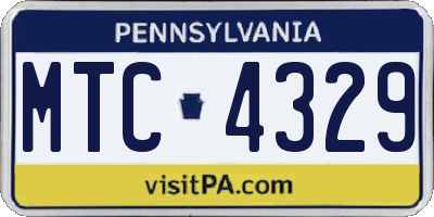 PA license plate MTC4329