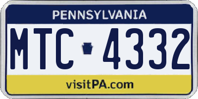 PA license plate MTC4332