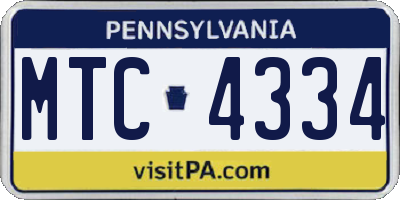 PA license plate MTC4334