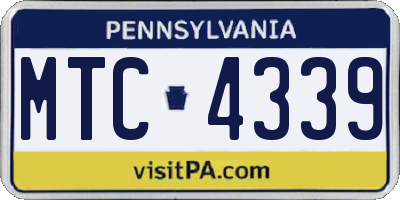 PA license plate MTC4339