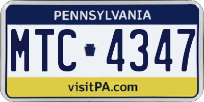PA license plate MTC4347